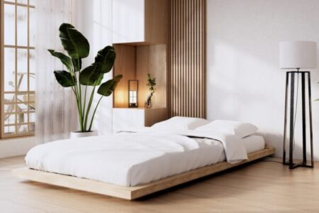 Quarto com plantas no estilo minimalista para melhorar o sono e o bem-estar